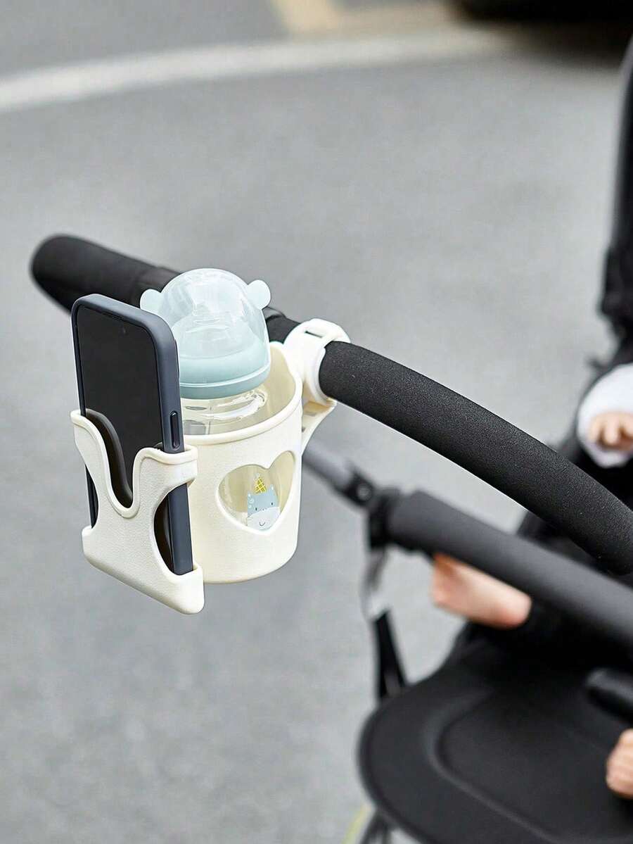 1个心形婴儿推车杯架 - 通用推车配件,带手机支架和饮料架,方便随时补充水分 - 彩色 - 查看 1