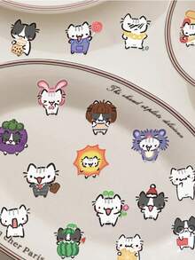54 件透明可爱动物贴纸 美观贴纸 猫咪派对礼品工艺品用品 PET 乙烯基贴纸 - 彩色 - 查看 8