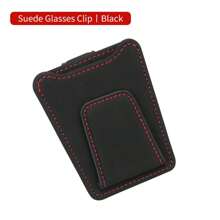 PU Leather Fashion Glasses Holder For Car Sun Visor - Multifunctional Clip For Glasses, Cards & Tickets, Black With Red Accents, Secure & Stylish Car Accessory, Sun Visor For Car