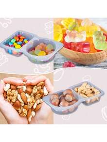 5/10 件双隔层调味品容器带盖双隔层零食容器双隔层零食容器用于外带酱料、样品、旅行零食（透明）