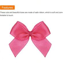 50PCs Mini Ribbon Bow 1 "Mini Fabric Satin Ribbon Flower Bows For Craft DIY Sewing Wedding Birthday Party Red - 玫瑰紅 - 查看 4