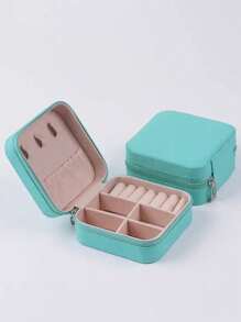 1pc Jewelry Storage Box With Mirror, PU Leather Jewelry Box, Jewelry Organizer, Travel Storage Box, Portable Jewelry Box, For Rings, Necklaces, Earrings, Pendants, Bracelets, Earring Storage, Cruise Essentials, Travel Essentials, Multi-Function Jewelry Storage Display Box, Gift Box For Girls And Women, Valentine's Day Gifts, Easter Gifts, Holiday Gifts.