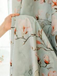 1 panneau de rideaux occultants floraux modernes - rideaux à double couche thermiquement isolés avec poche pour tringle, 100% polyester jacquard avec un design botanique vibrant rose et vert, pour salon, chambre, bureau - qui bloquent la lumière et sont écoénergétiques