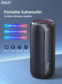 ZEALOT ZEALOT S32MAX 20W kabelloser Lautsprecher, tragbarer Outdoor-Lautsprecher, Bluetooth-Lautsprecher, integrierter 3600mAh Akku, mit RGB-Farbbeleuchtung, kann 8 Stunden spielen, kompatibel mit SD-Karte/USB/AUX, serielles Kopplungsmodus, geeignet für Smartphone/Tablet/TV/Computer, ideal für Outdoor-Partys/Radfahren/Tanzen/Strand