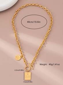 1pc Chic Square Pendant Necklace, Elegant Minimalist Chain Necklace For Women