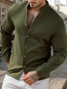 hoteel Athletic Fit Dress Shirts For Men Casual Button Up Shirt Long Sleeve Wrinkle Free Dress Shirt - 深綠色 - 查看 5