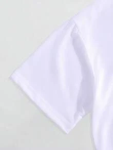 Camiseta de mujer de manga corta casual con cita en francés y diseño floral - Cuello redondo, Atuendo casual, Camisetas de señora