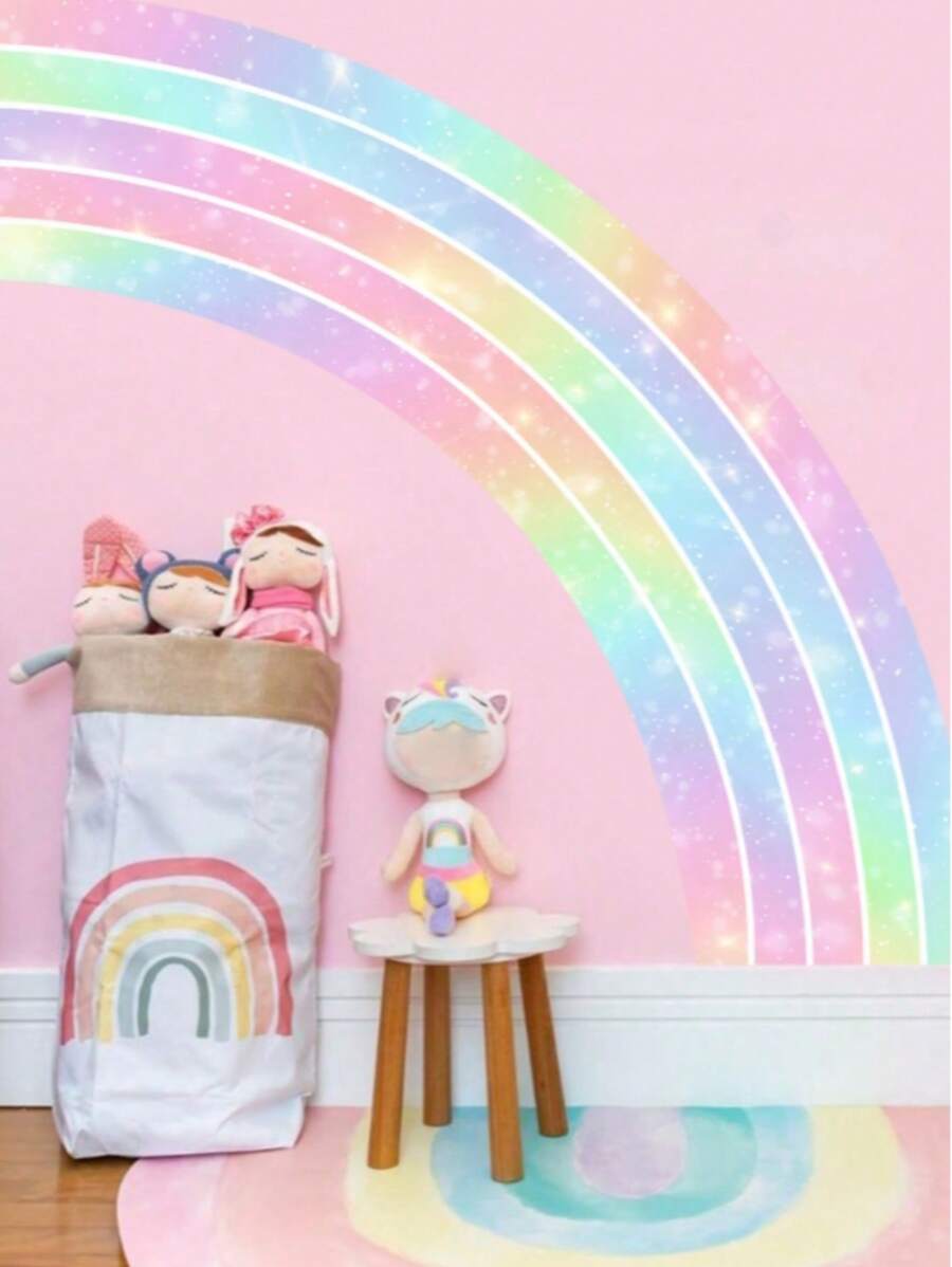 1set/4pcs Rainbow Color Large Wall Stickers For Living Room, Bedroom, Girls' Room, Home Decor, Stickers, Wall Decal, Vinyl Decal For Home Decorations, Spring Decoration Items Refresh Your Home, Rama Decoration Stickers Gifts Birthday Graduation