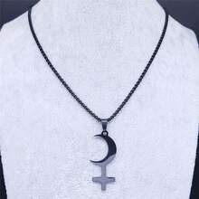Lilith Crescent Inverted Cross Necklace Stainless Steel Astrological Symbol Sign Necklaces Satan Jewelry Cruz Invertida - Necklace - View 6