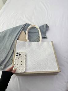 Customized Women'S Casual Linen Small Floral Pattern Large Capacity Handbag, Simple And Fashionable Bag For Women In Spring And Summer, One Piece Custom Personalized Name Or Holiday Message Travel Bag. - Multicolor - View 11