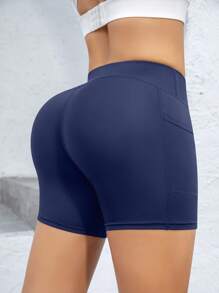Pantalones cortos deportivos de mujer, Mallas deportivas de mujer, Mallas con bolsillos, Shorts de ciclista negros, Pantalones cortos de entrenamiento de mujer con bolsillos, Pantalones de yoga de cintura alta con control de abdomen, Pantalones ajustados de compresión, Pantalones cortos para correr/entrenar con sensación de desnudez