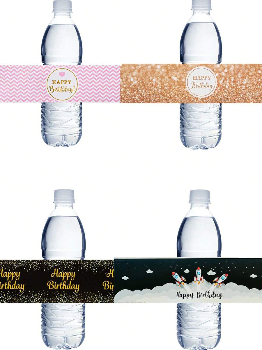 10/20 piezas Etiquetas para botellas para suministros de fiesta de cumpleaños, pegatinas y decoraciones para fiesta de cumpleaños infantil, artículos de fiesta de cumpleaños lindos - Multicolor - Ver 1