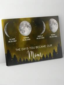 Personalized Family Moon Phase Canvas Print, Custom Names And Birth Dates, Unique Family Gift, Nursery Wall Art, Home Decor