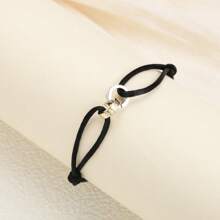 1 pieza Pulsera trenzada de acero inoxidable con diseño de círculo, apropiada para decoración diaria