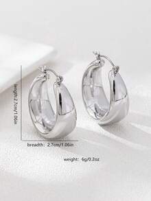 金屬耳環 - 銀色 - 查看 4