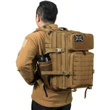 Military Tactical Backpacks For Men Army Molle Daypack 25L 35L 45L Lage 3 Day Bug Out Bag Camping Hiking Rucksack With Bottle Holder - 45lUkFlag2.0Khaki - View 4
