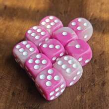 16MM Pink & White Polka Dot D6 Dice Set For Warhammers 40K, Tabletop Board Games