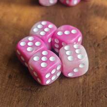 16MM Pink & White Polka Dot D6 Dice Set For Warhammers 40K, Tabletop Board Games