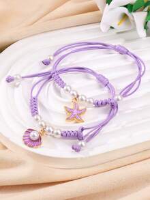 2pcs/Set Sea Shell & Starfish Bracelets, Fashion Summer Travel Accessory - Shell and Starfish Bracelet Set - View 5