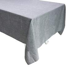 Vintage-Tischdecke, rechteckig, Baumwolle, Leinen, Khaki, grau, für Weihnachten, Hochzeit, Bankett, - Schwarz - Übersicht 6