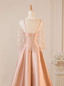 Women's New High-End Elegant Sequin Mesh Shawl With Spaghetti Strap A-Line Evening Dress, Including Shawl, Formal, Party Dress, Gown, For Wedding Guest