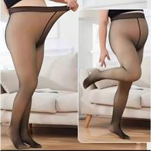 ROMANTIC CROWN Meia-Calça Térmica Forrada Peluciada Translúcida De Lã Quente Feminina Para Inverno