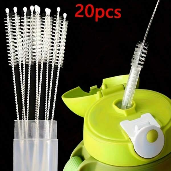 20 piezas Cepillo de limpieza reutilizable de acero inoxidable - Perfecto para limpiar vidrio, silicona, pajitas de metal y talla grande. Regalo de Pascua, accesorios de limpieza, suministros de limpieza para el hogar, decoración de habitaciones, se puede usar para prevenir manchas de grasa, basura, etc. Adecuado para cocinas, restaurantes, fiestas, reuniones, viajes, regalos familiares, regalos para el hogar