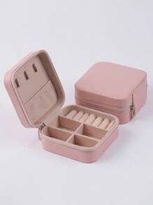 1pc Jewelry Storage Box With Mirror, PU Leather Jewelry Box, Jewelry Organizer, Travel Storage Box, Portable Jewelry Box, For Rings, Necklaces, Earrings, Pendants, Bracelets, Earring Storage, Cruise Essentials, Travel Essentials, Multi-Function Jewelry Storage Display Box, Gift Box For Girls And Women, Valentine's Day Gifts, Easter Gifts, Holiday Gifts.