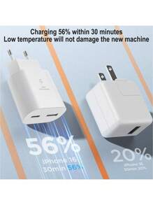 Chargeur USB-C, charge rapide 25W à double port USB-C, avec un câble de charge rapide USB/USB-C vers Type-C de 60W, d'une longueur de 3,3 pi/100 cm, compatible avec la série iPhone 16/15, câble de charge, certifié CE et RoHS, avec ports USB-C et USB-A, pour iPhone 16, 16e, 16 Pro, 15, compatible avec Samsung S25, S24, S23