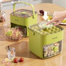 48-Slot Extra Large 2-Layer Ice Bucket With Built-In Mold, Portable Design For Easy Ice Making And Storage, Quick Access, Suitable For Parties, Outdoor Activities, Home Kitchen, Restaurant And Camping, Transparent Lid And Easy Grab Design
