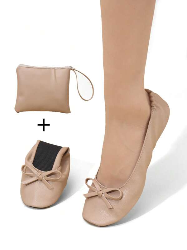 Women's Fashion Casual Soft Comfortable Versatile Indoor Soft Bottom Lightweight Foldable Easy Slip-On Ballet Dance Flats
