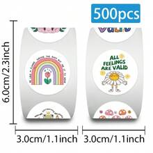 500 unidades Rollo de pegatinas de salud mental con dibujos animados, adhesivos de afirmación positiva, pegatinas estéticas, papelería, pegatinas de vinilo resistentes al agua para botellas de agua, computadoras, portátiles, teléfonos, equipaje, cuadernos, refrigeradores