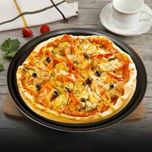 1/2pcs Pizza Pan, Round, Perforated, Non-Stick, Pies Outbreak, Steel, Mould, 32 Cm, Anthracite