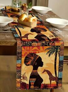 1 Pc African Print Table Runner, Women Print Table Runner, For Kitchen, Dining Room Decor, Holiday, Home Gathering, Wedding, Outdoor Dining, Coffee Table Decor