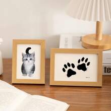 Pet Footprints Handprints Dog Paw Creative Birthday Gift Wooden Photo Frame Albums Personalized Modern 5/6/7/8 Inch Picture Frame Stand For Wall Hanging Decorative Commemorative Keepsake Gift