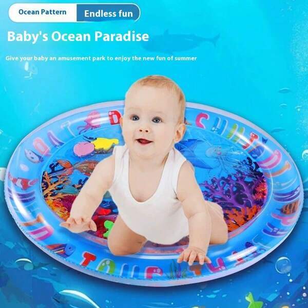 1pc 25.6 Inch Baby's Infatable Dolphin Pat Pad Children Toy Thick Crawing Pad Ocean Water Pad (Floating Objects Random Color)