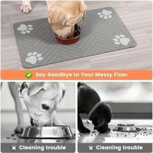 1pc Fast Drying Diatomite Pet Feeding Mat - Anti-Splash, Absorbent, Easy To Clean, Suitable For Dogs And Cats, Herringbone Non-Slip Design With Paw Print Pattern, Black, Washable Pet Feeding Mat