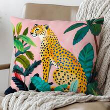 1 Vỏ gối in họa tiết da báo nhiều màu, vải nhung lông, kích thước 45*45/50*50/40*40CM, thích hợp trang trí ghế sofa phòng khách hiện đại, làm quà tặng - Nhiều màu - Xem 5