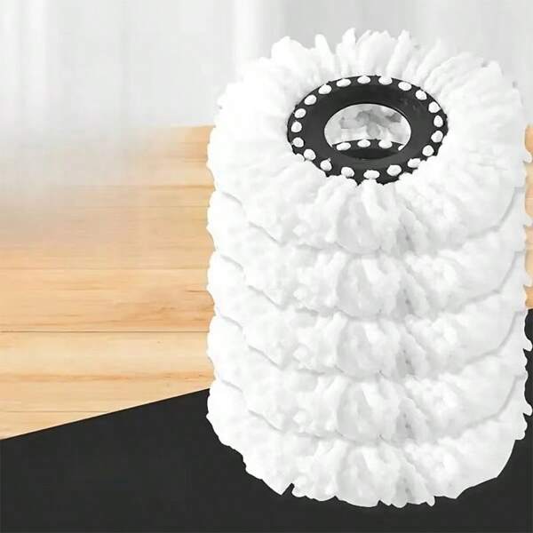 5pcs Rotating Mop Replacement Heads - 360° Rotating, Washable, Microfiber Mop Pads, Suitable For Wet And Dry Floor Cleaning - Easy To Clean, Durable, Polyester Material, Long-Lasting Cleaning Supplies