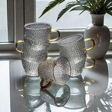 12/6/4/2pcs Set Heat & Cold Resistant Textured Glass Cups, Mini Tea Cups, Small Drinking Glasses, Glassware, Embossed Design, Art Cups, Essential For Tea, Coffee, Water, Suitable For Home & Office, A Delicate Gift - Clear - View 5