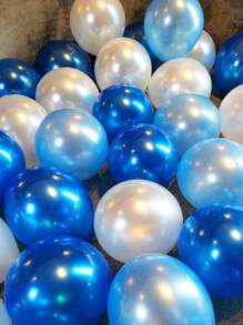 30 pièces Ballons en latex bleu nacré et blanc, convient pour mariage, fiançailles, anniversaire, enterrement de vie de garçon/jeune fille, révélation de sexe, décoration de fête d'anniversaire