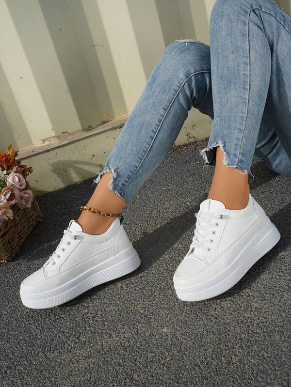 Zapatos deportivos casuales de plataforma cómodos y suaves, de moda, de última 2025 para mujeres. Elegantes y versátiles de alta gama