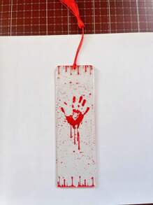 1pc Blood Vampire Blood Hand Print Bookmark, Scary Gag Gift Bookmark For Halloween, Holiday Gift, Acrylic Bookmark School Supplies,Back To School