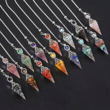 1PC Natural Stone Spirit Pendulum Pendant Latticed Chain Amethyst Quartz Resin For Jewelry Making Accessories Necklaces