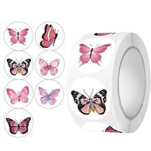 1 Roll 500pcs Creative Colorful Butterfly & Flower Shaped Sticker, Various Shapes Gift Box Floral Decor Sticker, Dinosaur, Bee, Planet, Ocean Animal Sticker