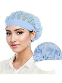 1 pieza Gorra de chef transpirable, gorra de trabajo con circulación de aire de 360 grados, gorra de chef a prueba de polvo y cómoda, gorra de malla a prueba de polvo, adecuada para catering, panadería y uso en talleres