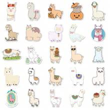 50pcs Alpaca Graffiti Stickers, Cartoon Animal Cute Pet Stickers For Skateboard, Water Bottle, Luggage Room Decor Wall Decor Wall Sticker Personalised Stickers