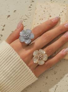 قطعة واحدة خاتم ذهبي بطلاء عياري 18 قيراط مرصع بالزركون مناسب للهدايا اليومية ومناسبات الأعياد والعيد والأم واليوم الأم