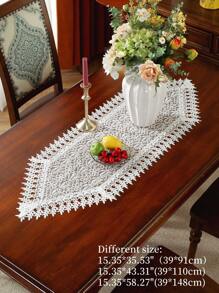 100% Polyester Fabric, Fully Embroidered Khaki Table Runner/Runner, Embroidered Craftsmanship, Suitable For Dining Table, Desk, Coffee Table, Vanity, Home Decor, Seasonal, Indoor & Outdoor, Parties, Weddings, Gatherings, 1pc