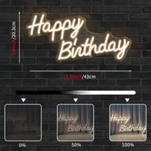 1 pezzo Lampada decorativa ad atmosfera a luce al neon LED in acrilico con scritta "Buon Compleanno", alimentata tramite USB, con dimmer, adatta per feste di compleanno, insegna luminosa da parete per decorazione